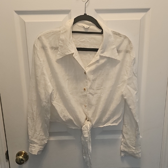 Tops - Vintage Tie Front Button Down Shirt